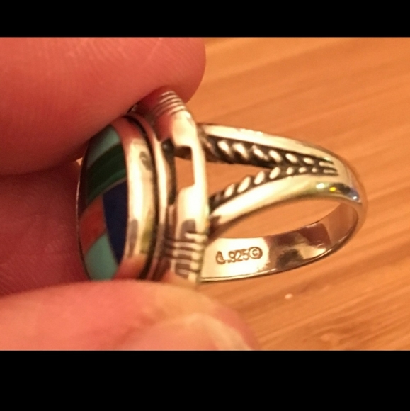 Vintage American Navajo Turquoise Coral Lapis - Picture 3 of 7